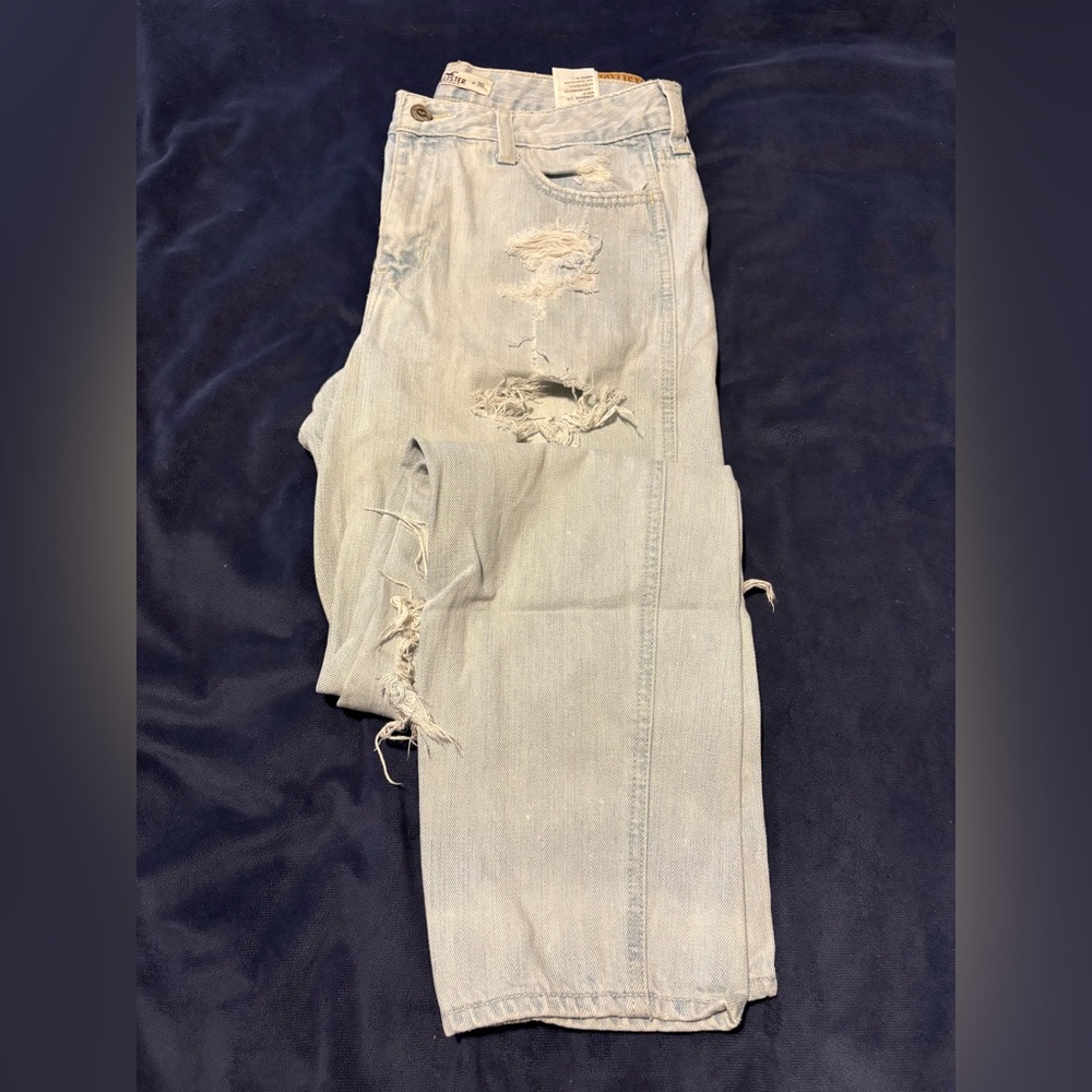 Hollister Gray Relaxed Jeans with Distressed Details